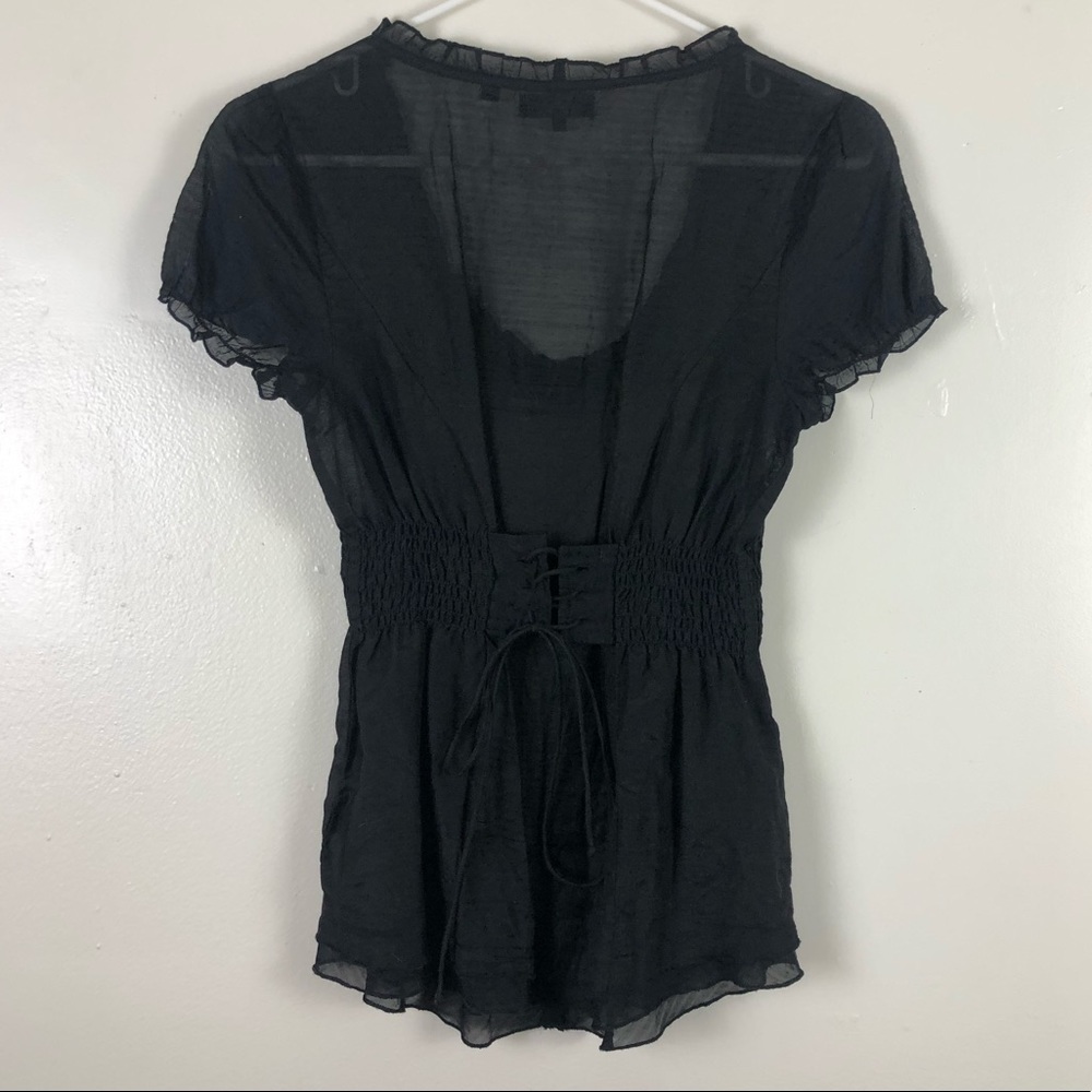 Guess Slightly Sheer Short Sleeve Top - Picture 4 of 6